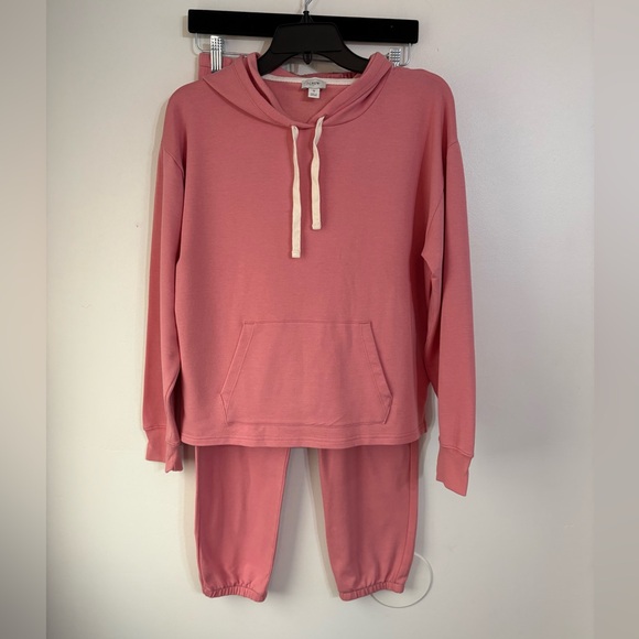 J. Crew Tops - J. Crew Coral Pink soft sweatsuit 2 piece set Size Small